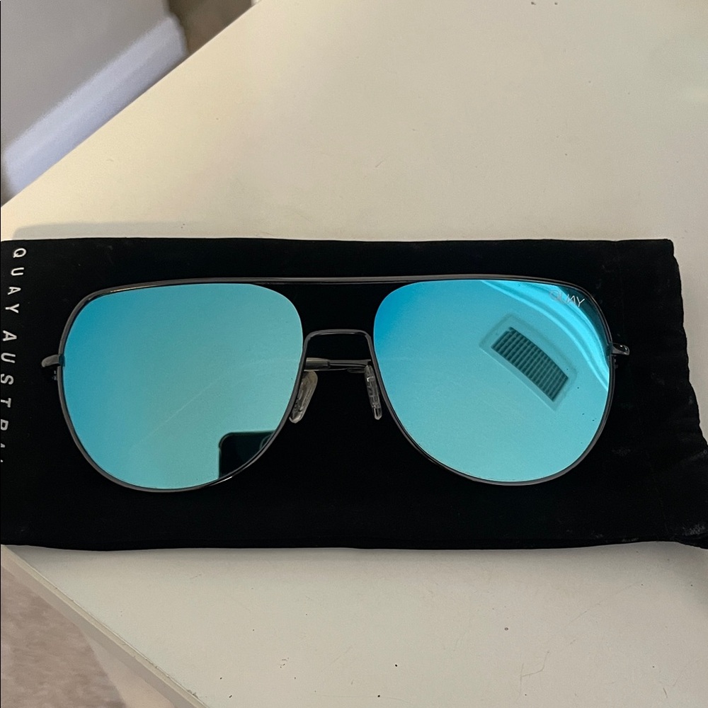 Quay Australia Reflective Blue Aviators